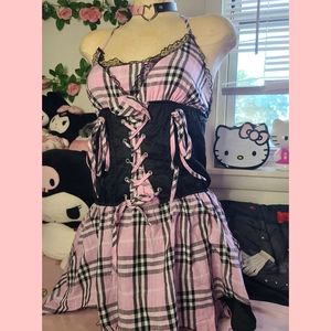 Pink plaid Gyaru dress